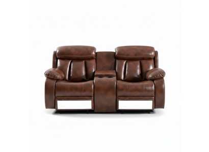 Sofa 2 Sëtzer Canapé Polster Designer Relaxfunktioun Wunnzëmmer Brong Nei