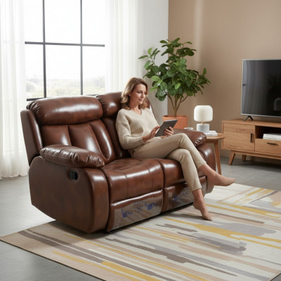 Sofa 2 Sëtzer Design Gepolstert Modern Lieder Stoft Wunnzëmmer Zweisëtzer