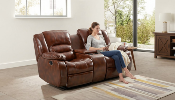 Canapé 2 Sëtzer Design Canapéë Polster Couchen Relax Braun Wunnzëmmer
