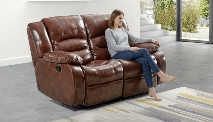 Wunnzëmmer Sofa 2 Sëtzer Modern Couche Polster Sëtzer Sofa Brong Holz