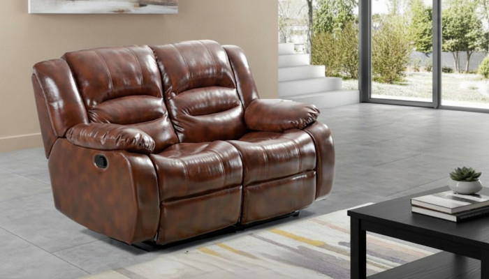 Wunnzëmmer Sofa 2 Sëtzer Modern Couche Polster Sëtzer Sofa Brong Holz