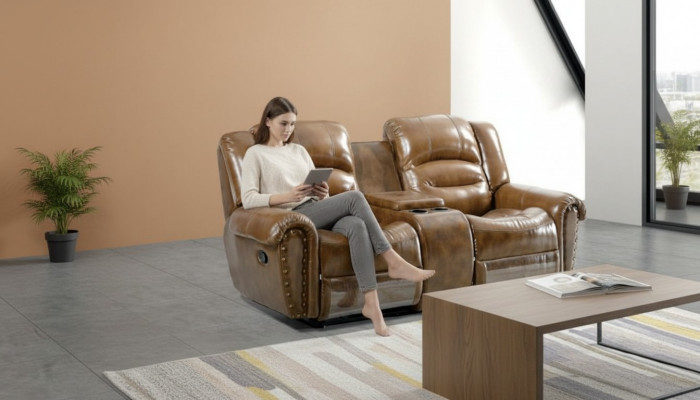Sofa 2 Sëtzer Design Sofa Polster Couchen Canapé Modern Luxus Braun Nei