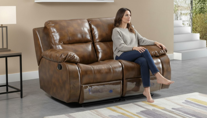 Couchen Braun Sofa 2 Plazen Massagesëtz Zweisëtzer Relax Nei