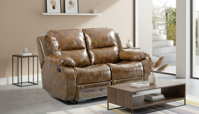 Couchen Braun Sofa 2 Plazen Massagesëtz Zweisëtzer Relax Nei