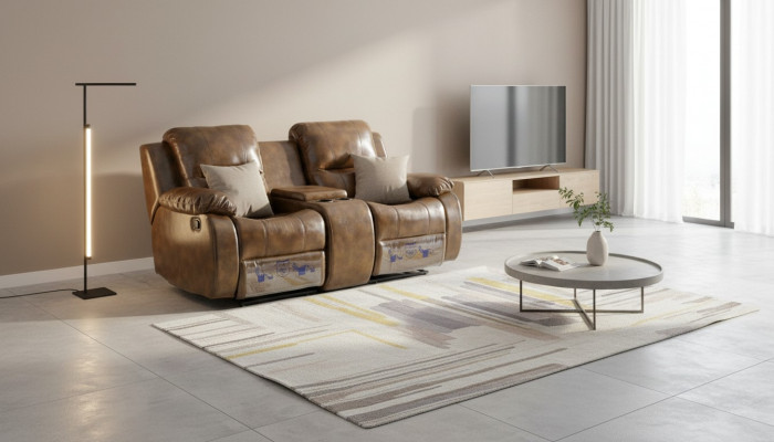 Zweesëtzer Sofa Modern Wunnzëmmer Couch Braun Designer Polstersofas