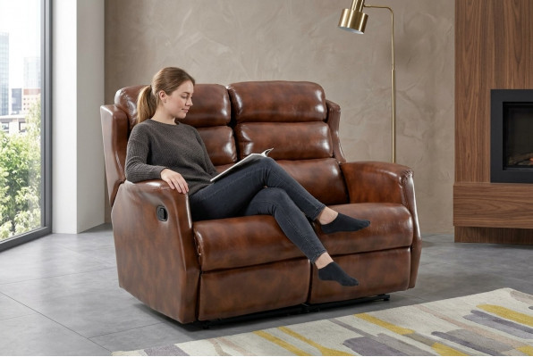 Canapé 2 Sëtzer Brong Canapéën Stil Luxus Wunnzëmmer Modernt Design Kënschtlecher Lieder