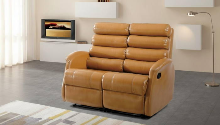 Modern Zweesëtzer Canapé Kënschtleder Design Sofa Sëtz Wunnzëmmer Miwwelen Brong