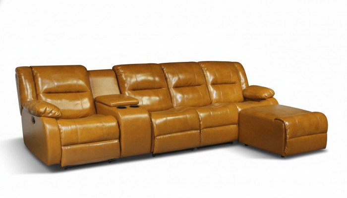 Canapé 4 Plazen Sofa Polster Kënschtlederen Sofas Brong Pouf Couchen Nei