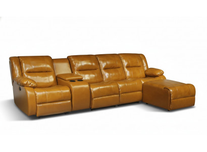 Canapé 4 Plazen Sofa Polster Kënschtlederen Sofas Brong Pouf Couchen Nei