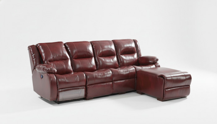 Sofa 4-Sëtzer Polster Kënschtlech Lieder Wunnlandschaft Sofa Pouffe Luxus Miwwel Neit