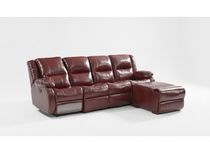 Sofa 4-Sëtzer Polster Kënschtlech Lieder Wunnlandschaft Sofa Pouffe Luxus Miwwel Neit
