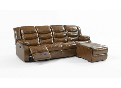 Luxus Miwwelen Canapé 4 Sëtzer Pouff Couch Design Polster Relax Wunnlandschaft