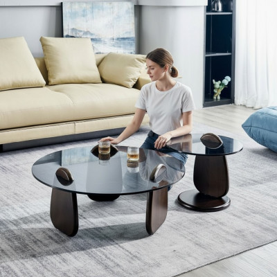 Ronne Couchdësch Kaffisdësch Säitendësch Designer Wunnzëmmer Dëscher