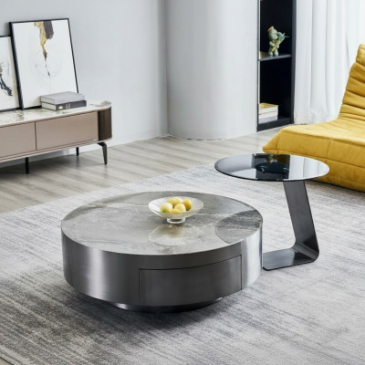 Cornerstafel Dëscher Designer Wunnzëmmer Kaffisdësch Set 2 Stéck Miwwelen