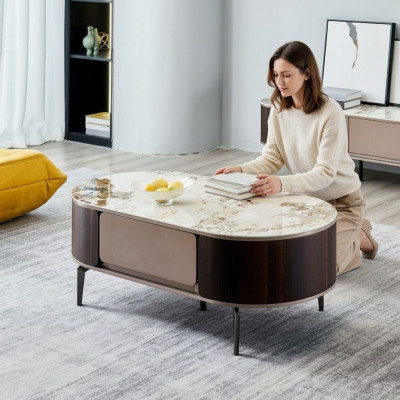 Designer brongen Dësch fir d'Wunnzëmmer, aus Holz, Miwwel Niewendësch Nei