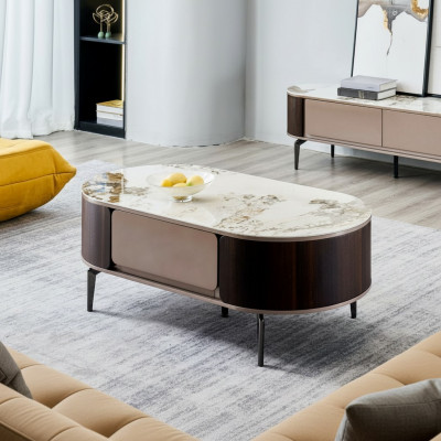 Designer brongen Dësch fir d'Wunnzëmmer, aus Holz, Miwwel Niewendësch Nei