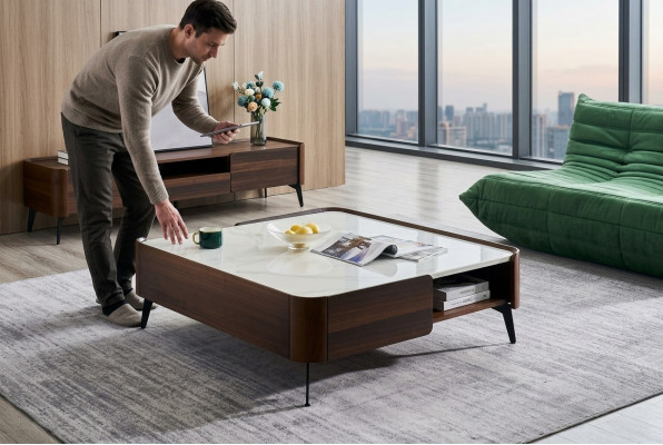 Luxus Italien Kaffi Wunnzëmmer Dësch Echt Holz Designer Dëscher Miwwelen
