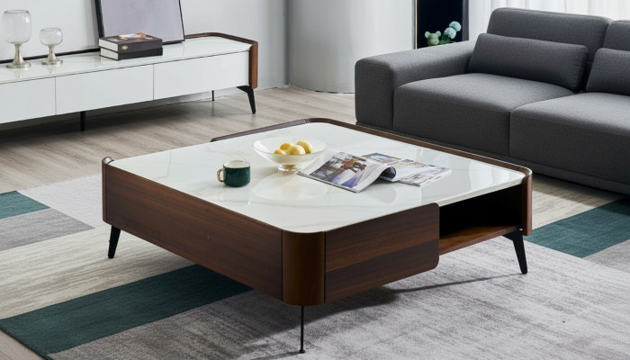 Luxus Italien Kaffi Wunnzëmmer Dësch Echt Holz Designer Dëscher Miwwelen