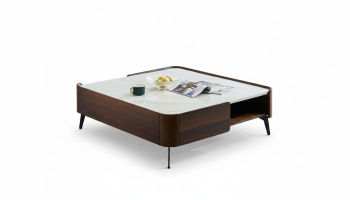 Luxus Italien Kaffi Wunnzëmmer Dësch Echt Holz Designer Dëscher Miwwelen