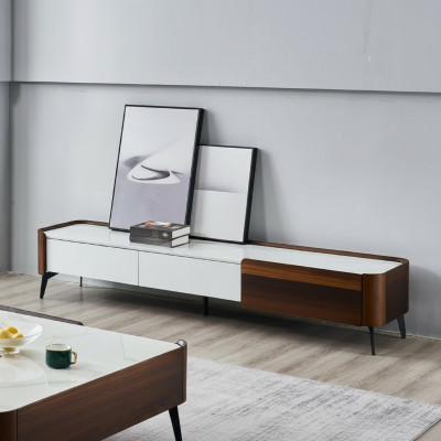 TV-Ständer RTV Lowboard Wäiss Dësch Holz Modern Wunnzëmmer Sideboard