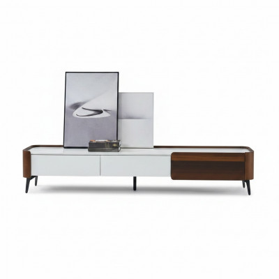 TV-Ständer RTV Lowboard Wäiss Dësch Holz Modern Wunnzëmmer Sideboard