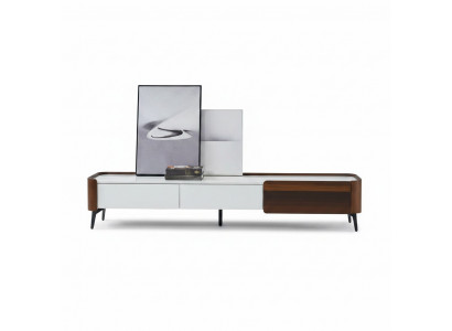 TV-Ständer RTV Lowboard Wäiss Dësch Holz Modern Wunnzëmmer Sideboard