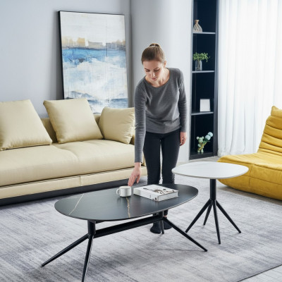 Set vu 2x Couchtischen Kaffisdëscher Säitentëscher Designer Wunnzëmmerdëscher
