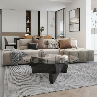 Couchtisch Design Miwwelen Luxus Neit schwaarz Modern Wunnzëmmer Holz Glas