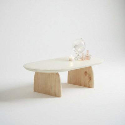 Canapé- Dësch Dësch Niewendësch Wunnzëmmer Holz Modern Luxus Beige Nei