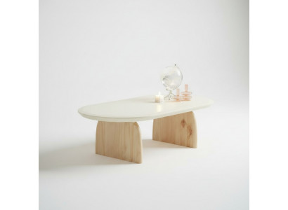 Canapé- Dësch Dësch Niewendësch Wunnzëmmer Holz Modern Luxus Beige Nei