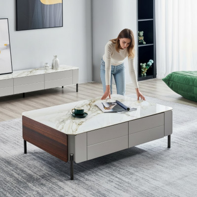 Couchtisch Dësch Designer Bäitestësch 80x40 Couchtischen Modernen