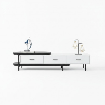 Wunnzëmmer Wunnwand RTV Lowboard Holz Wäiss Miwwelen Nei Modernen Design