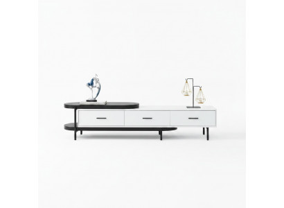 Wunnzëmmer Wunnwand RTV Lowboard Holz Wäiss Miwwelen Nei Modernen Design