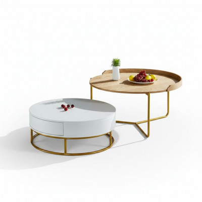 Table Set Sofadësch Kaffisdësch Niewendësch Design Wunnzëmmer 2tlg