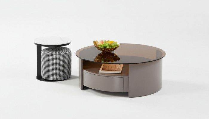 Grauer Canapé Dësch Dësch Niewendësch Kaffisdësch Luxus Design Modern