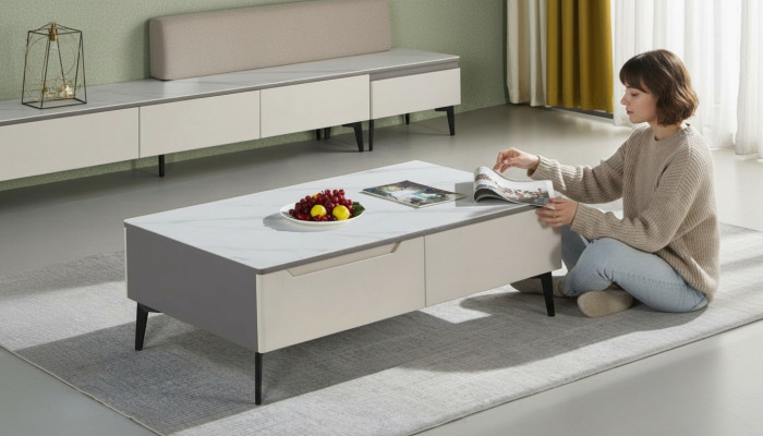 Miwwelen Design Dësch Couchtisch Niewendësch Wohnzimmer Luxus Holz Nei