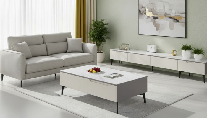 Miwwelen Design Dësch Couchtisch Niewendësch Wohnzimmer Luxus Holz Nei