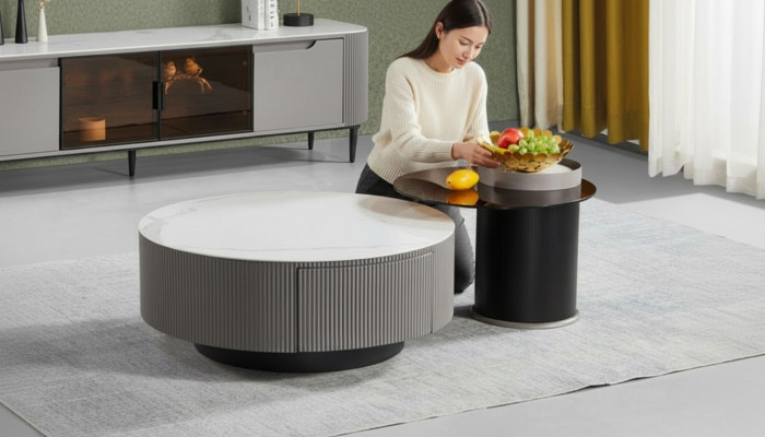 Ronne Set 2x Nuetsdëscher Kaffisdësch Säitendësch Design Wunnzëmmer