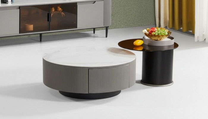 Ronne Set 2x Nuetsdëscher Kaffisdësch Säitendësch Design Wunnzëmmer