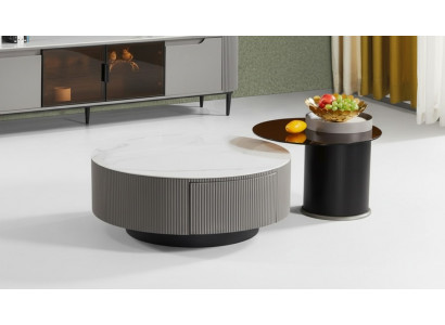 Ronne Set 2x Nuetsdëscher Kaffisdësch Säitendësch Design Wunnzëmmer