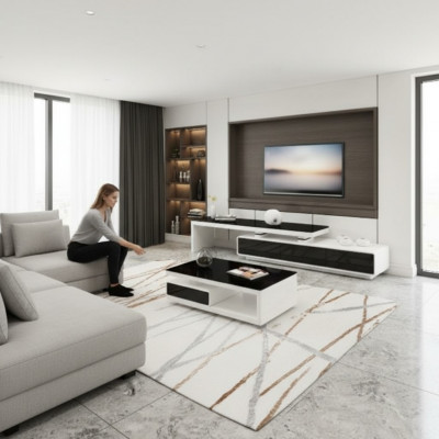 Modernt Luxus Designer Salontafel Wunnzëmmer Dësch Dëscher Nieftdësch