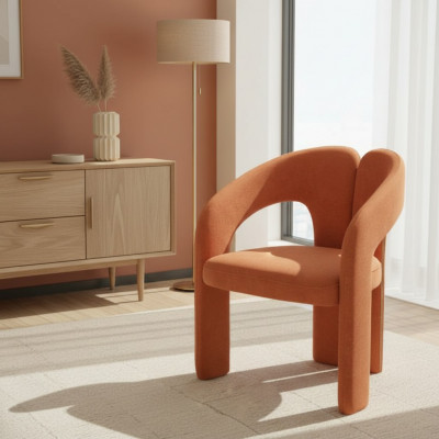 Orange Sallfauteuil Wunnzëmmer Stull Einsëtzer Gepolstert Sitzmiwwel Lounge Relax.