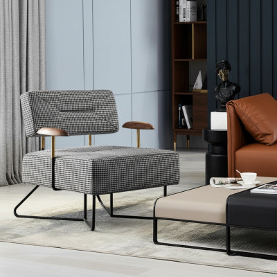 Fotell Stull Polster Fernseh Textil Holz Stoff Design Lounge Club Relax