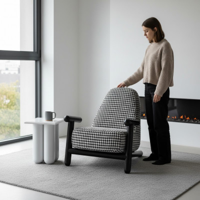 Sessel Design Sofa 1 Sëtzer Relax Textil Lounge Luxus Polster Club Nei