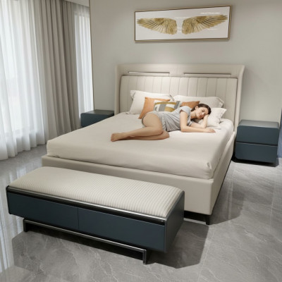 Schlofzëmmer Set Luxus Miwwelen Bett Nuetsdësch Doppelbetter Bettrahmen