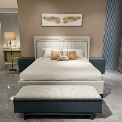 Schlofzëmmer Set Luxus Miwwelen Bett Nuetsdësch Doppelbetter Bettrahmen