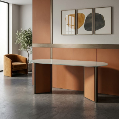 Iesszëmmer Dësch Ovale Designer Luxus Dëscher Holz Modern 200x100 Oval