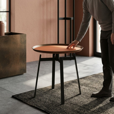 Wunnzëmmer Ronn Couchtisch orange Stil Modern Edelstahl Dëscher Dësch