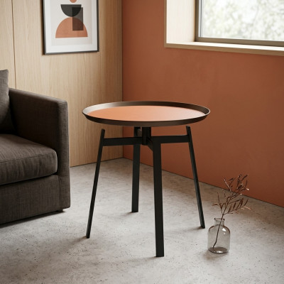 Wunnzëmmer Ronn Couchtisch orange Stil Modern Edelstahl Dëscher Dësch