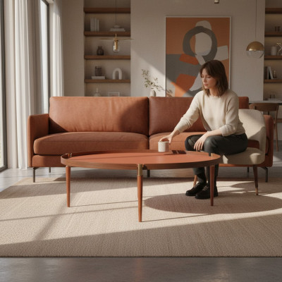 Couchtisch Wunnzëmmer Miwwelen Luxus Modern Design Dësch Orange Couchtischen